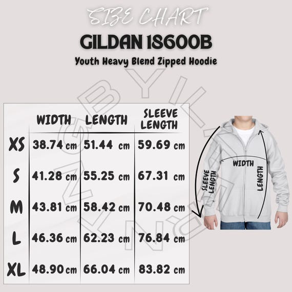 Hoodie Size Chart I Gildan 18600B Size Chart | Size Chart | Youth