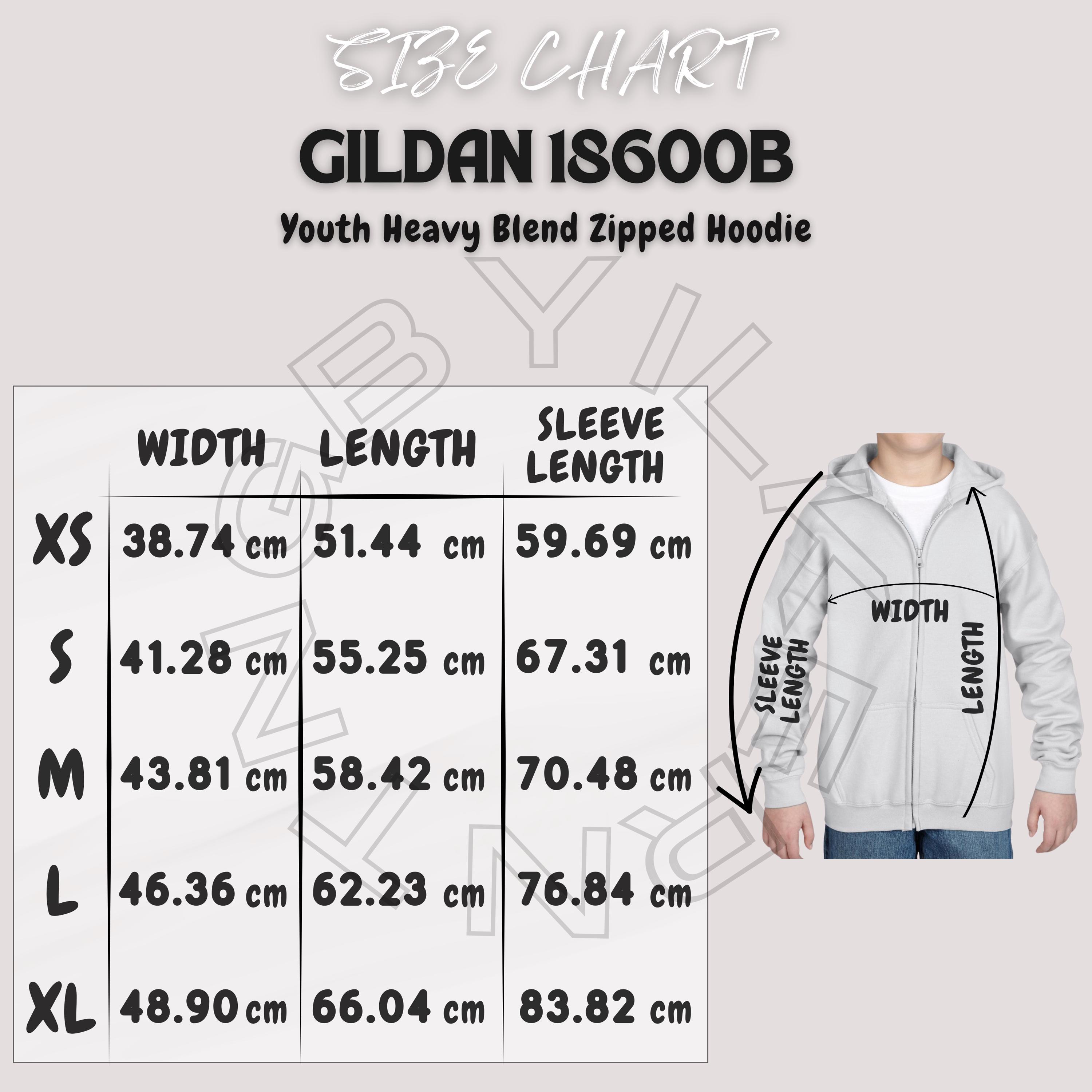 Hoodie Size Chart I Gildan 18600B Size Chart | Size Chart | Youth
