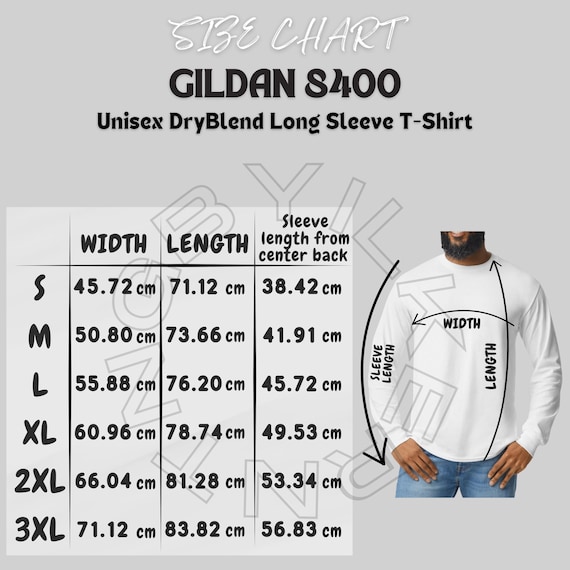 T-shirt Size Chart I Gildan 8400 Size Chart | Size Chart | Unisex
