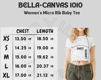 Bella Canvas 1010 Baby Tee Size Chart (digital Download) - Etsy