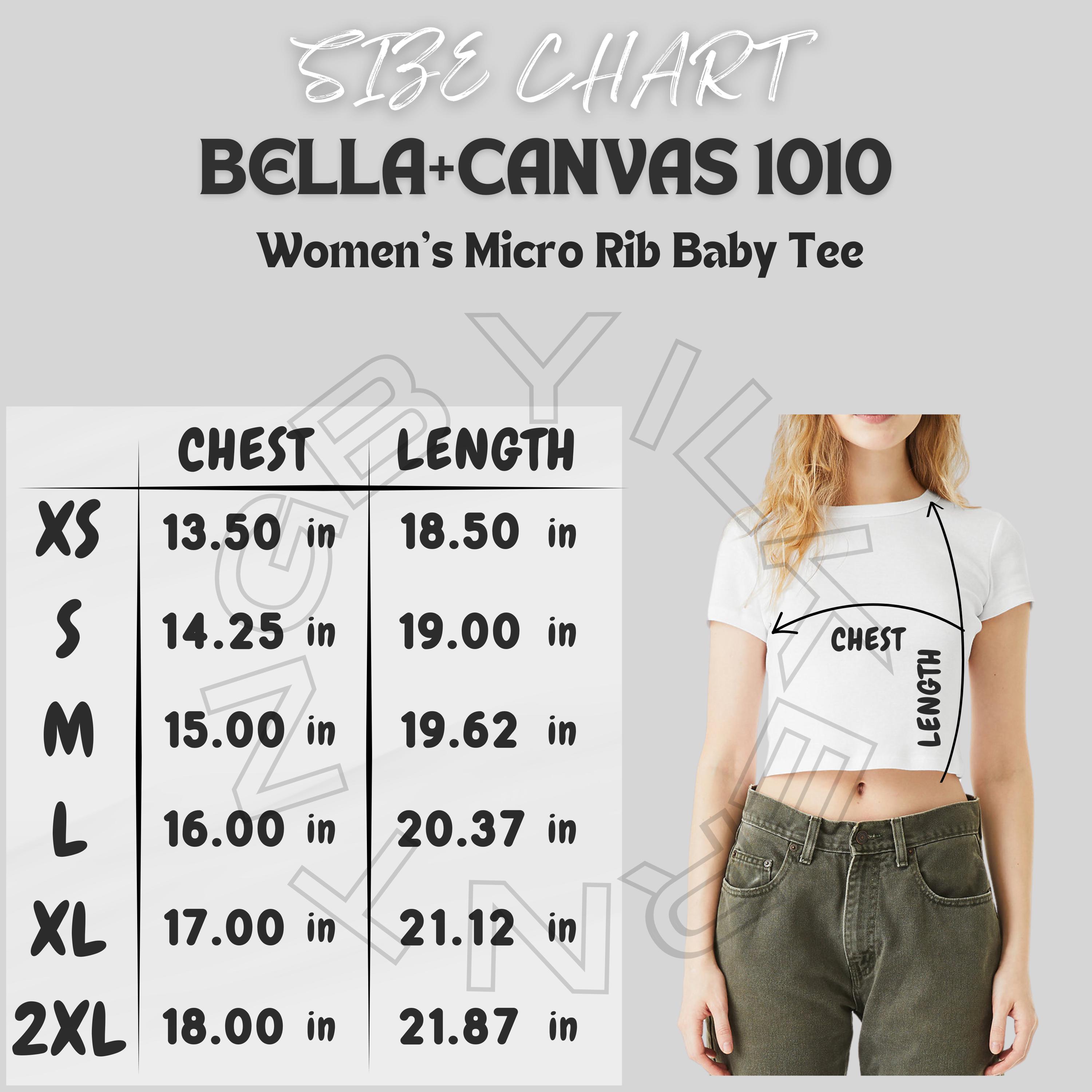 Tee Size Chart I Bella Canvas 1010 Size Chart I Size Chart