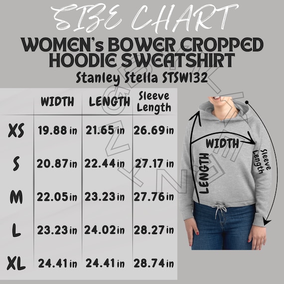 Sweatshirt Size Chart I Women's Bower Cropped Hoodie