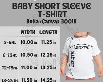 Baby T-shirt Size Chart I Bella+canvas 3001B Size Chart | Size