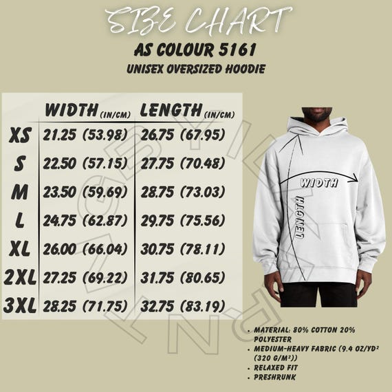 AS Color 5161 Größentabelle | Unisex Oversized Hoodie