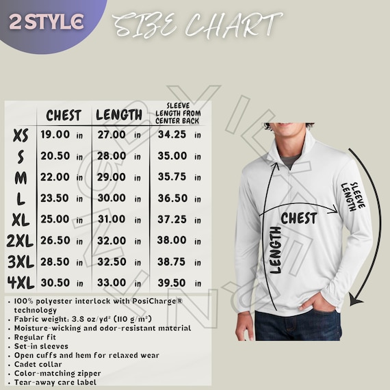 Pullover Size Chart I Sport-tek ST357 Size Chart Mockup I Unisex