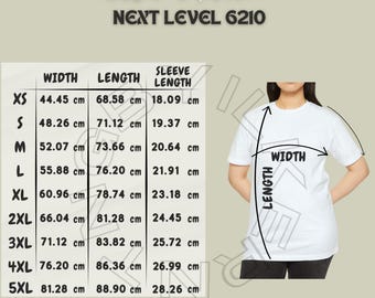 Unisex CVC Jersey T-shirt Size Chart | Size Chart for Unisex CVC
