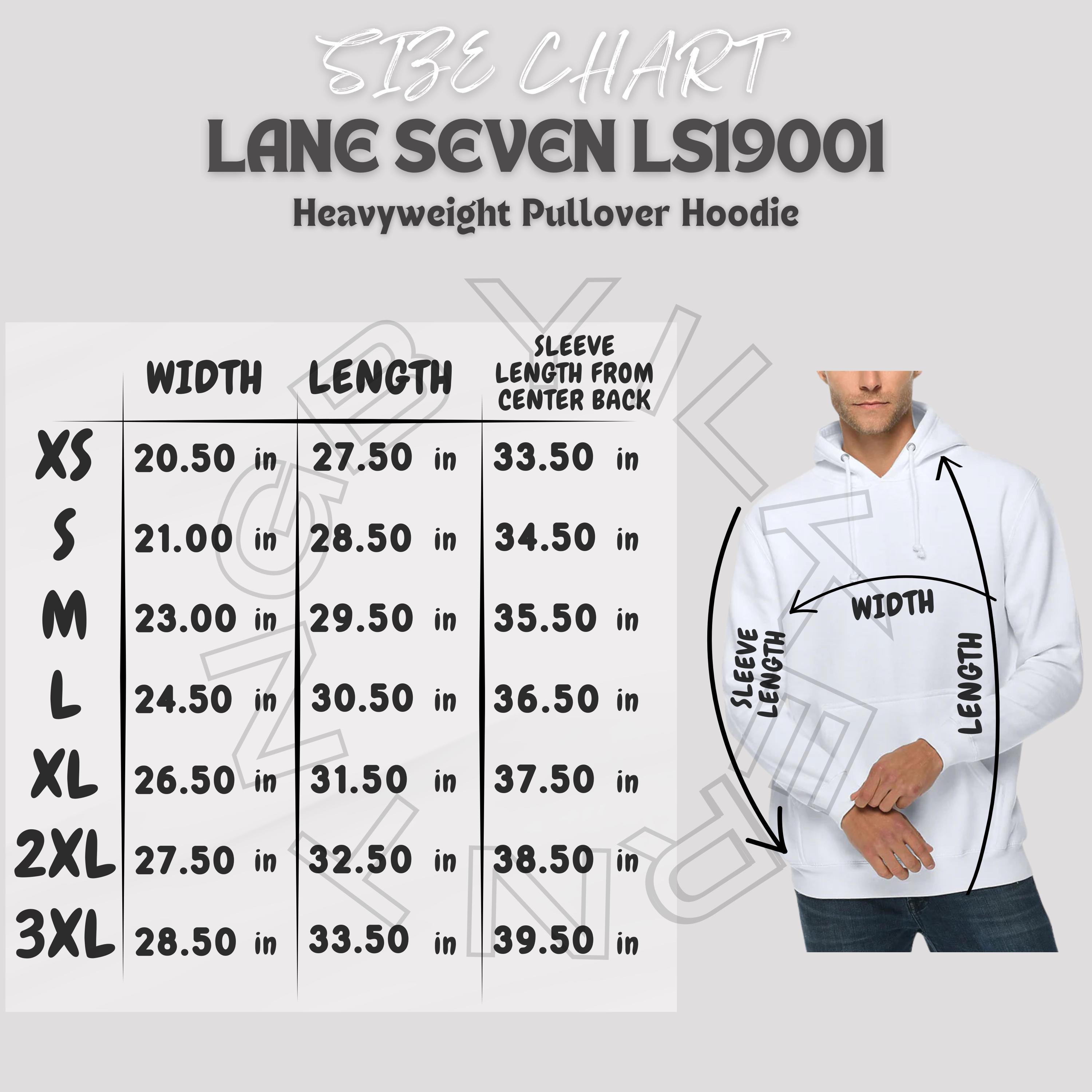 Sweatshirt Size Chart I Lane Seven LS19001 Size Chart I
