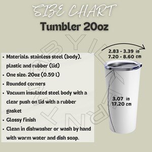 Maattabel beker I 20 oz beker maattabel Maat I beker 20 oz Mockup en maattabel I beker 20 oz maatvoering I beker 20 oz maattabel
