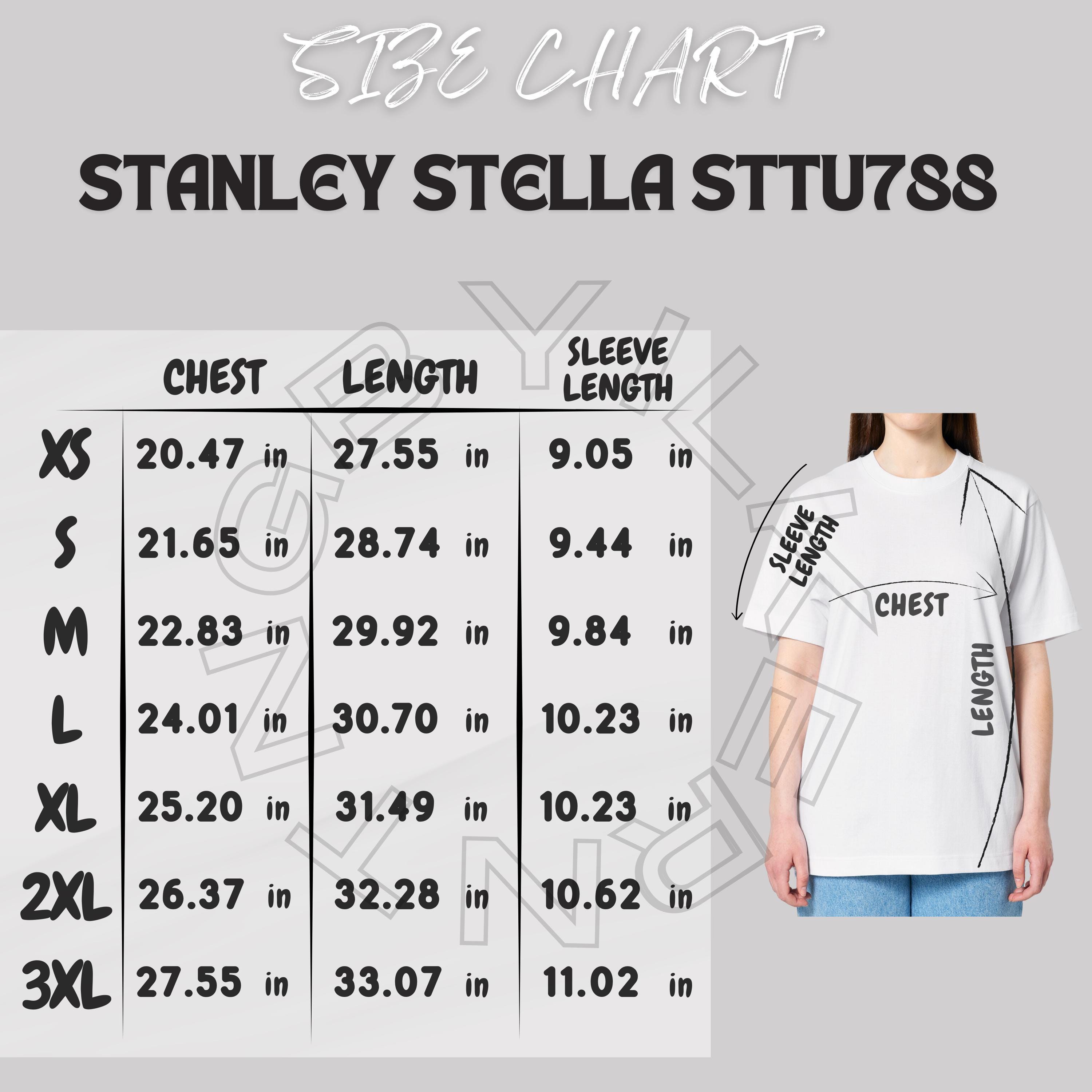 T-shirt Size Chart I Stanley Stella STTU788 Size Chart | Size