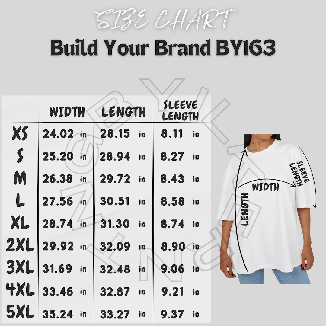 Build Your Brand BY163 Size Chart | Size Chart for Unisex Ultra
