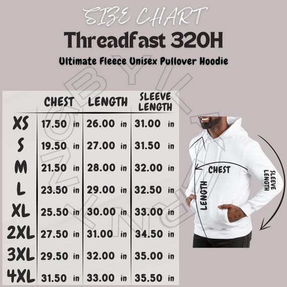 Hoodie Size Chart | Ultimate Fleece Unisex Pullover Hoodie Size