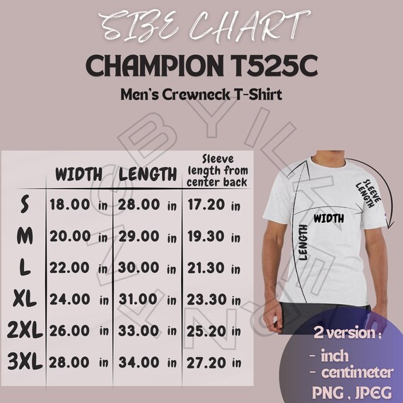 T-shirt Size Chart I Champion T525C Size Chart | Men's Crewneck T