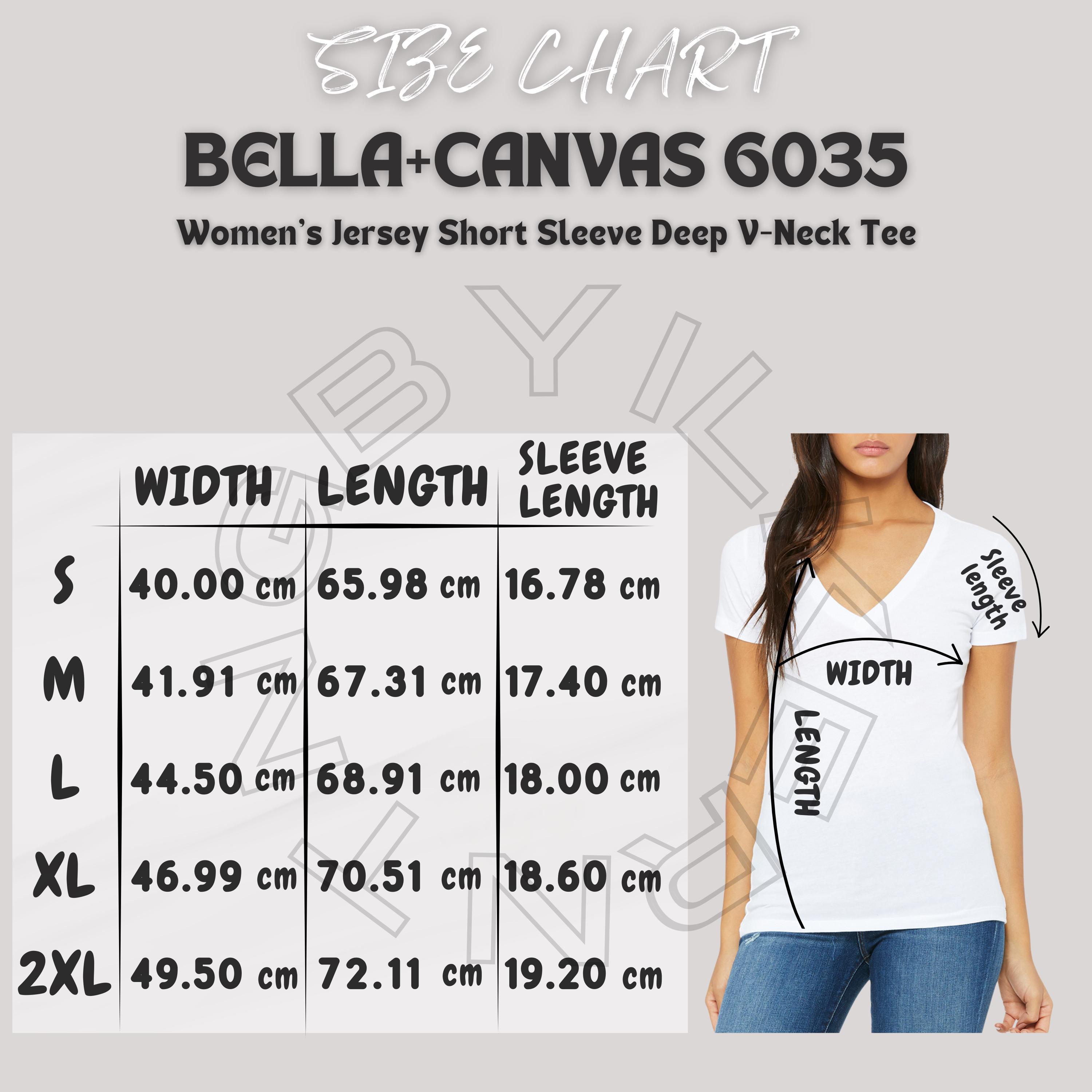 Bella+canvas 6035 Size Chart | Women's V-neck Tee Mockup (digital