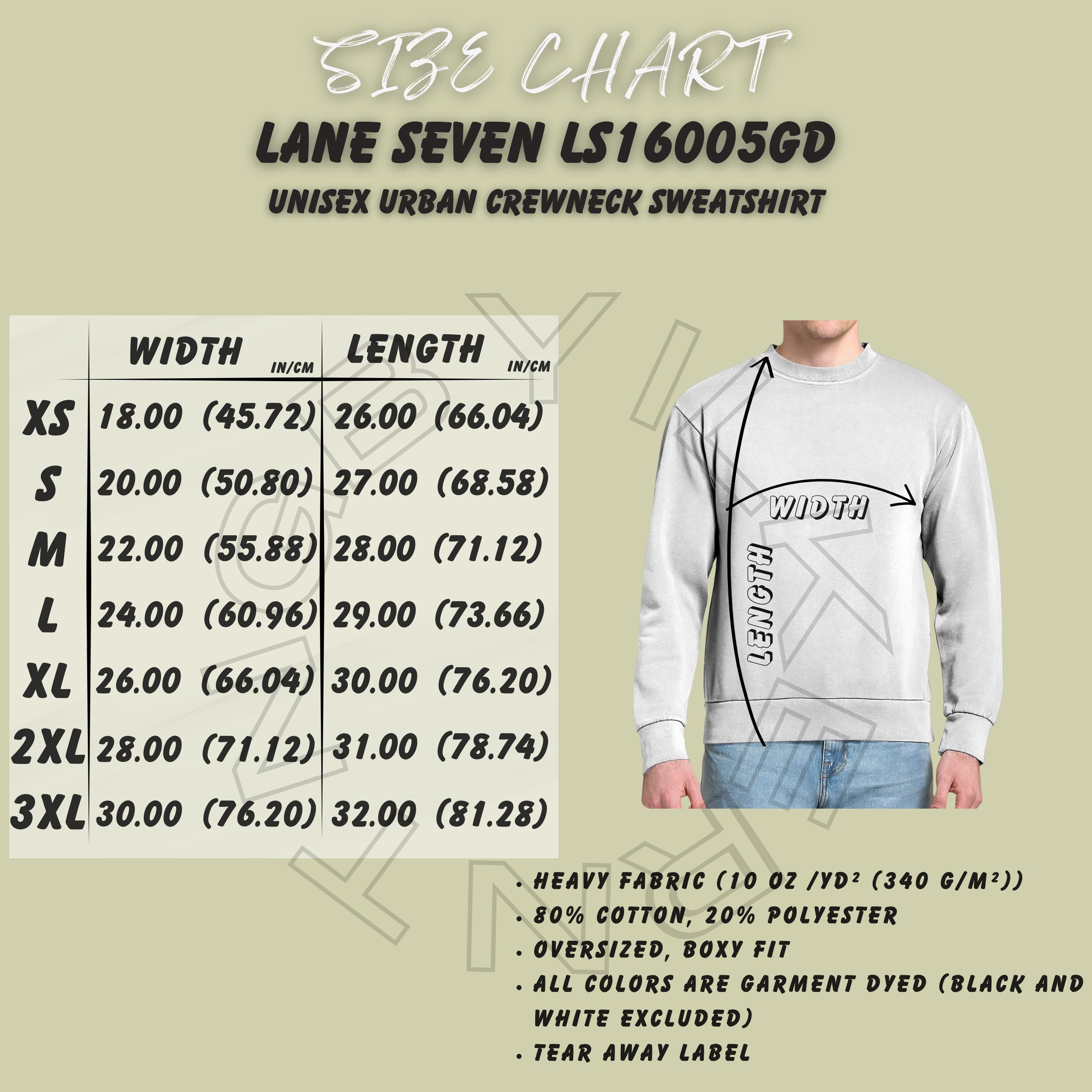 Unisex Sweatshirt Size Chart | Size Chart for Unisex Urban
