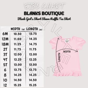 Blank boutique Tee Shirt Size Chart I Blank Girl&#39;s Short Sleeve Ruffle Tee Shirt Size Chart | Size Chart | T-shirt sizing  | 2 version
