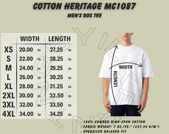 Cotton Heritage MC1087 Size Chart | Men's Box Tee Size Chart