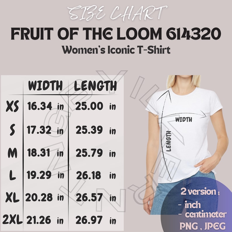 Fruit of the Loom 614320 Size Chart | Size Chart for Women's Iconic T ...