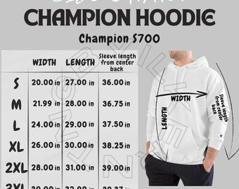 Champion hoodie sizes deals