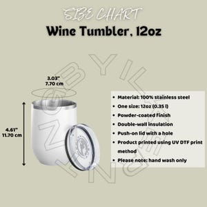 Tumbler Size Chart I 12 oz Wine Tumbler Sizing Guide I Wine Tumbler 12oz Mockup and size chart  I Wine Tumbler size chart I Polar Camel