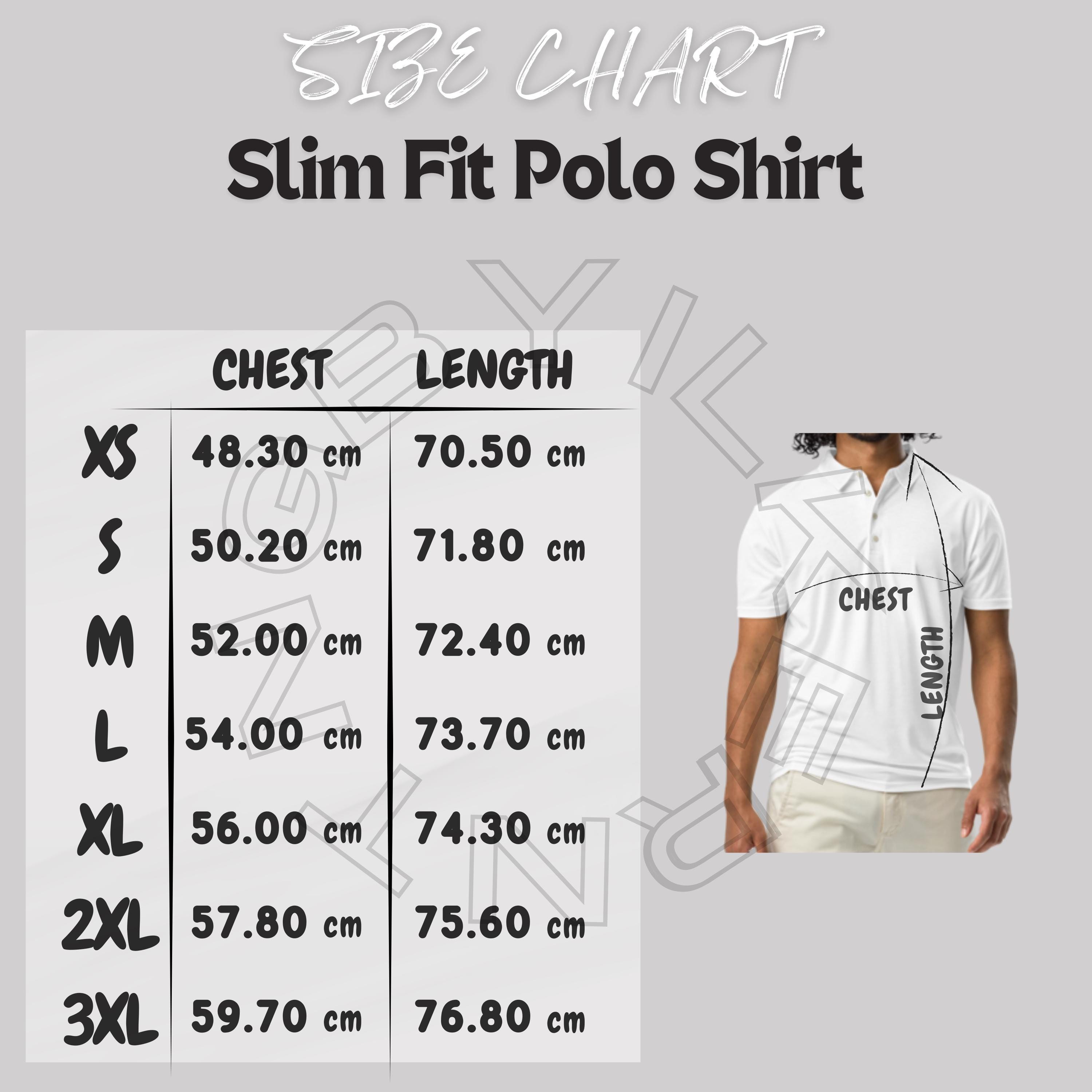 スリムフィットポロシャツ サイズ表 | メンズ オールオーバープリント