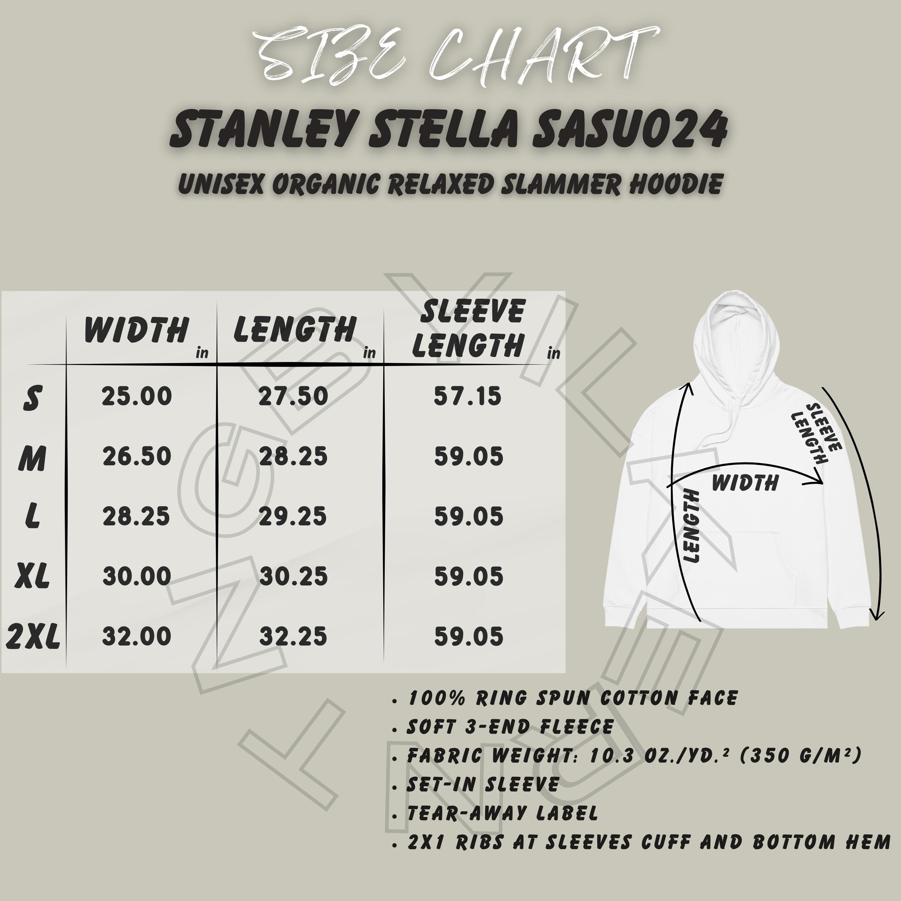 always パーカー Sサイズ Hoodie Size Chart, Stanley Stella SASU024 Size Chart, Unisex