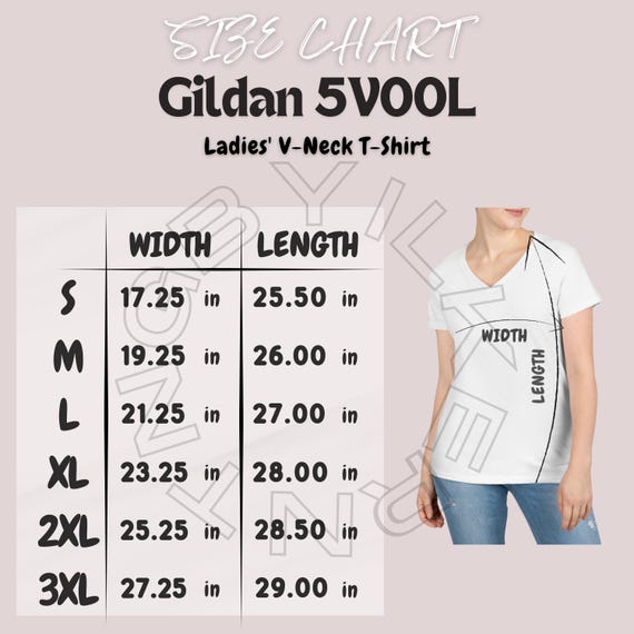 Tシャツサイズ表｜ギルダン5V00Lサイズ表｜サイズ表｜レディースV