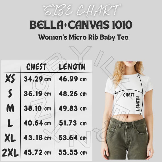 Tee Size Chart I Bella Canvas 1010 Size Chart I Size Chart