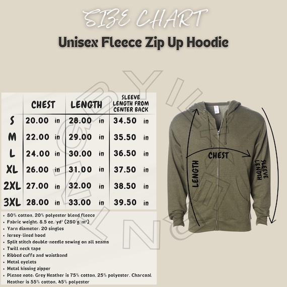 Hoodie Size Chart I Independent Trading Company SS4500Z Size Chart
