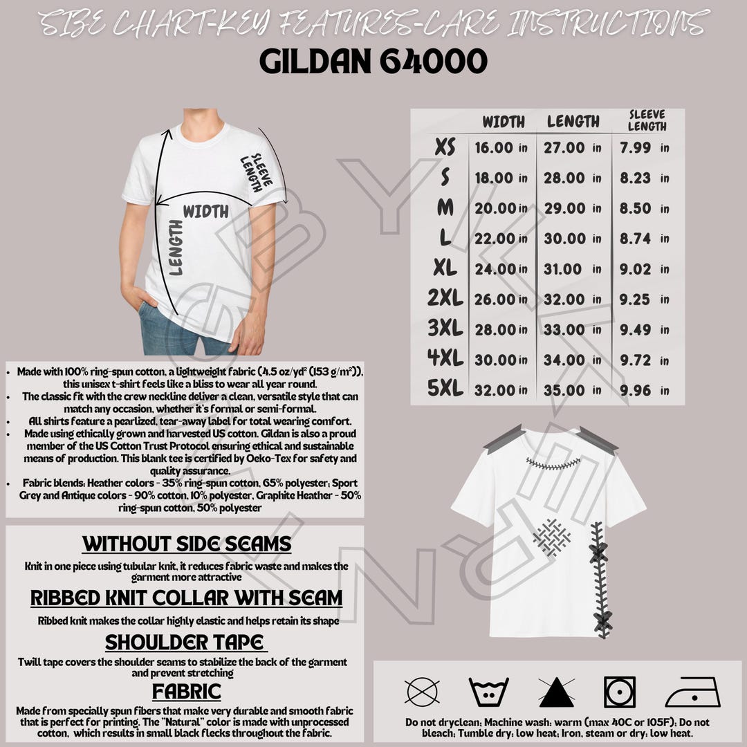 Gildan 64000 Size Chart and Key Features | Product Features