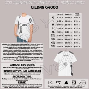 Gildan 64000 Size Chart and Key Features | Product Features Unisex Softstyle T-Shirt | Gildan 64000 Bundle | Gildan 64000 All on one page