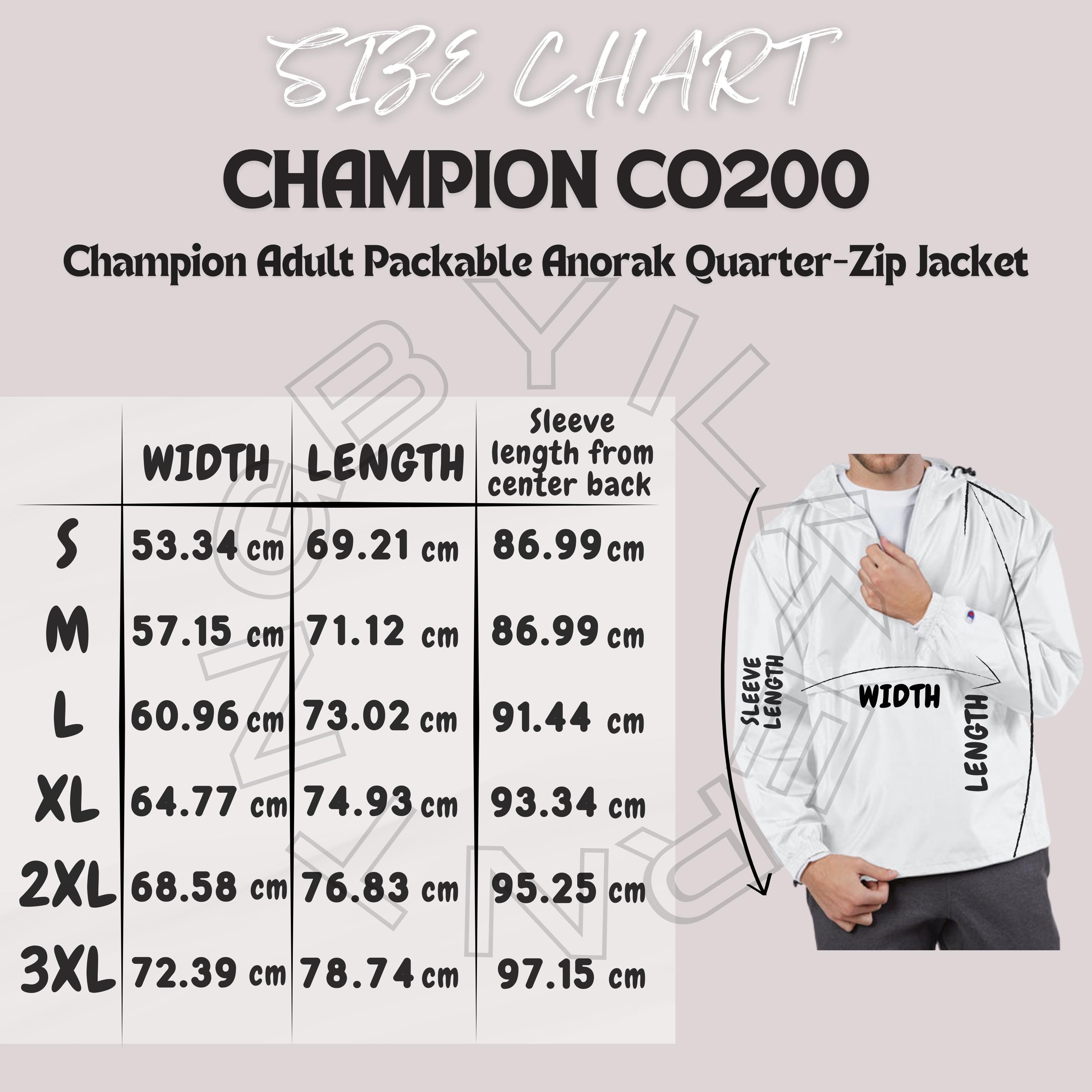 Jacket Size Chart I Champion CO200 Size Chart I Champion Adult