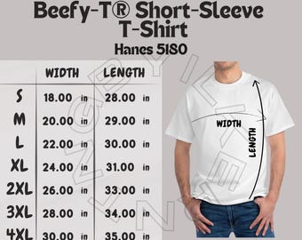 T-shirt Size Chart I Hanes 5180 Size Chart | Size Chart | Beefy-t
