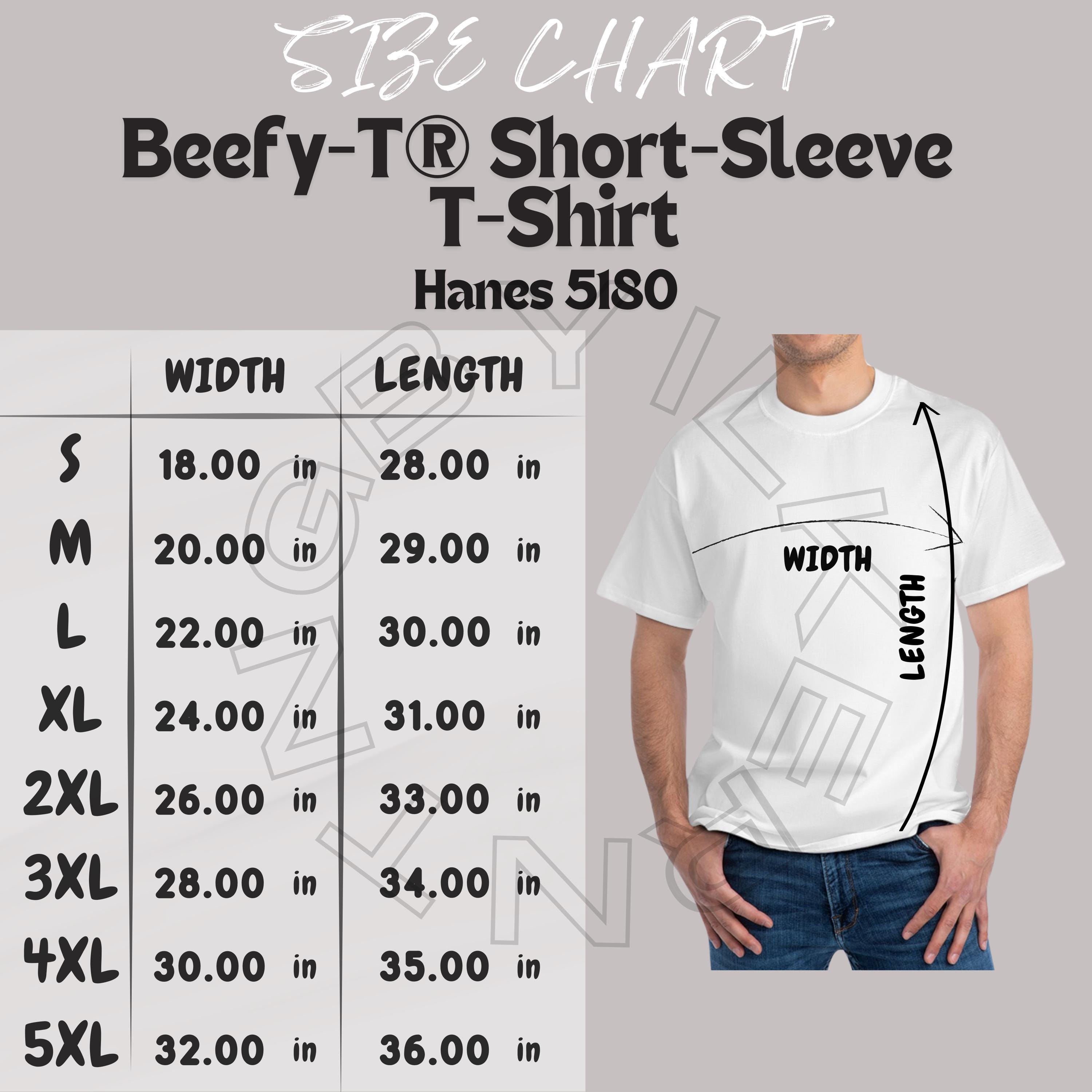 Tシャツ サイズ表 I Hanes 5180 サイズ表 | サイズ表 | Beefy-T