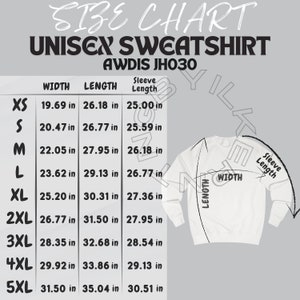 Unisex Sweatshirt Size Chart | Size Chart for Unisex Sweatshirt | AWDIS