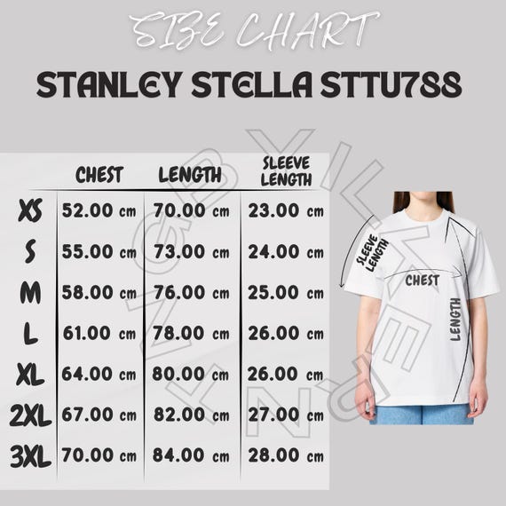 T-shirt Size Chart I Stanley Stella STTU788 Size Chart | Size