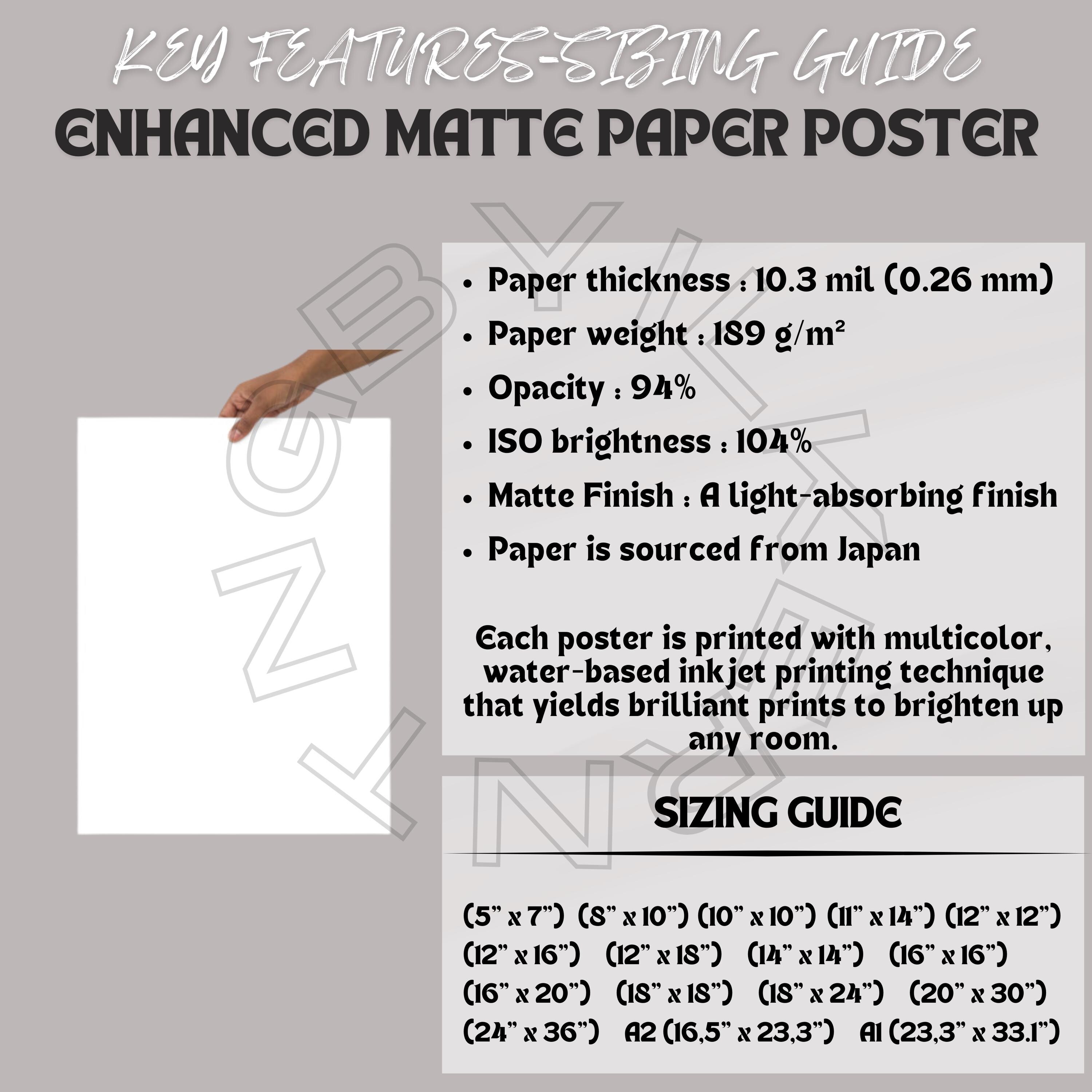 Enhanced Matte Paper Poster Size Guide I Wall Art Size Guide I 