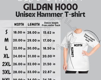 Gildan H000 サイズ表 I ユニセックス ハンマー T シャツ モックアップ
