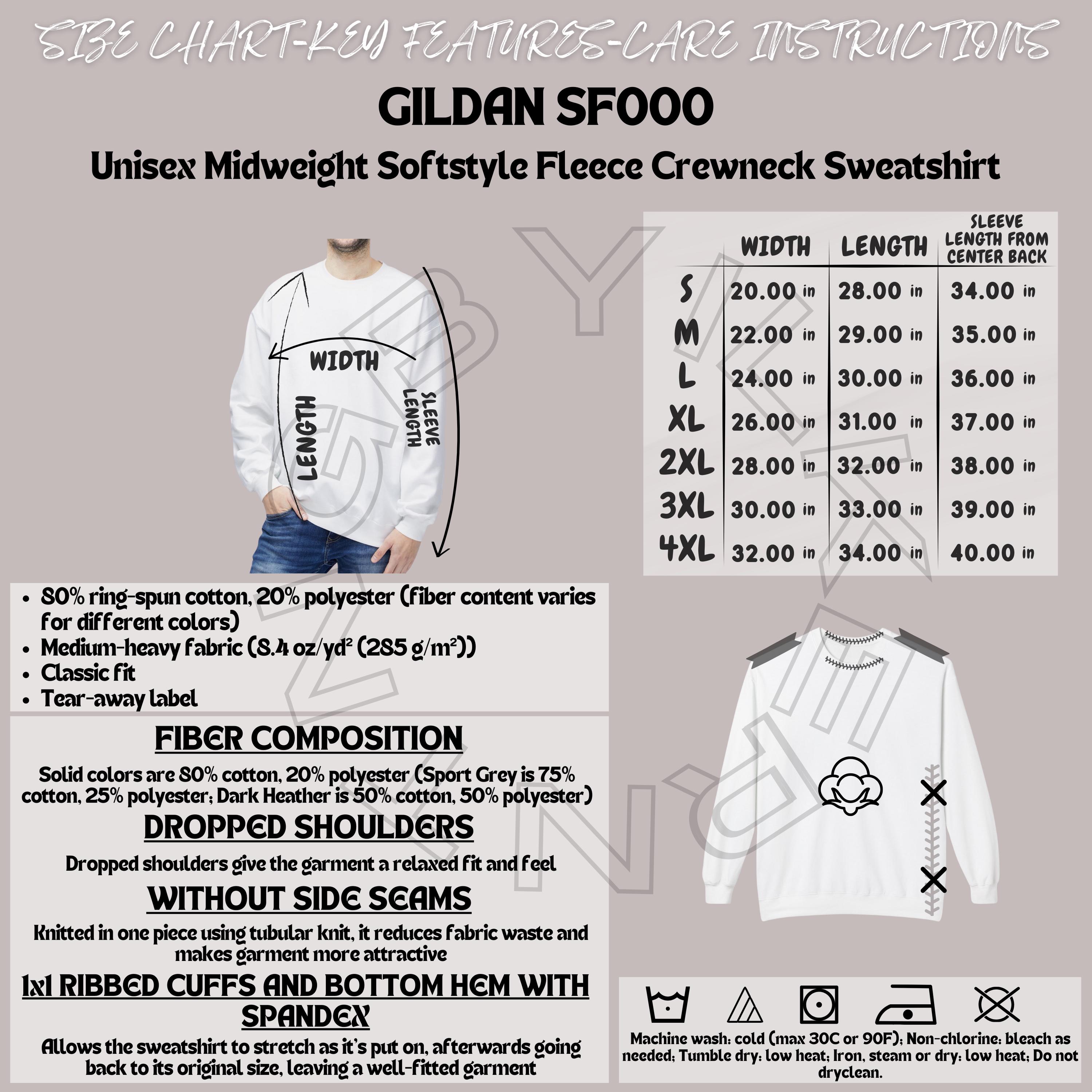 Gildan SF000 Size Chart and Key Features | Product Features Unisex