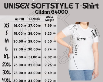 T-shirt Size Chart I Gildan 64000 Size Chart | Size Chart | Unisex
