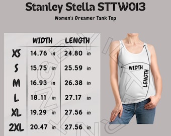 Tridri® Racerback Women's Vest Sizing Chart, Unisex Tank Top Size