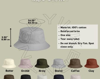 Bucket Hat Size Chart I AS Colour AS1117 Size Chart Bucket Hat Clour  Chart I AS Colour AS1117 Bucket Hat Mockup and sizing I Printify size