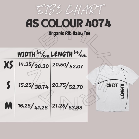 Baby Tee Size Chart | Size Chart for Organic Rib Baby Tee