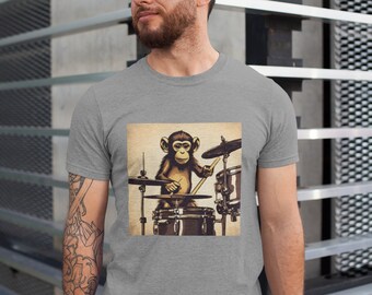 Musician monkey , monkey tshirt , monkey playing,playful,Heavyweight Unisex Crewneck T-shirt