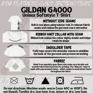 Gildan 64000 Features | Product Features Unisex Softstyle T-Shirt | Gildan 64000 Care Instructions | Gildan 64000 | T-Shirt Features |