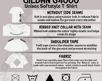 Gildan 64000 Eigenschaften | Produkteigenschaften Unisex Softstyle T-Shirt | Gildan 64000 Pflegehinweise | Gildan 64000 | T-Shirt-Details |