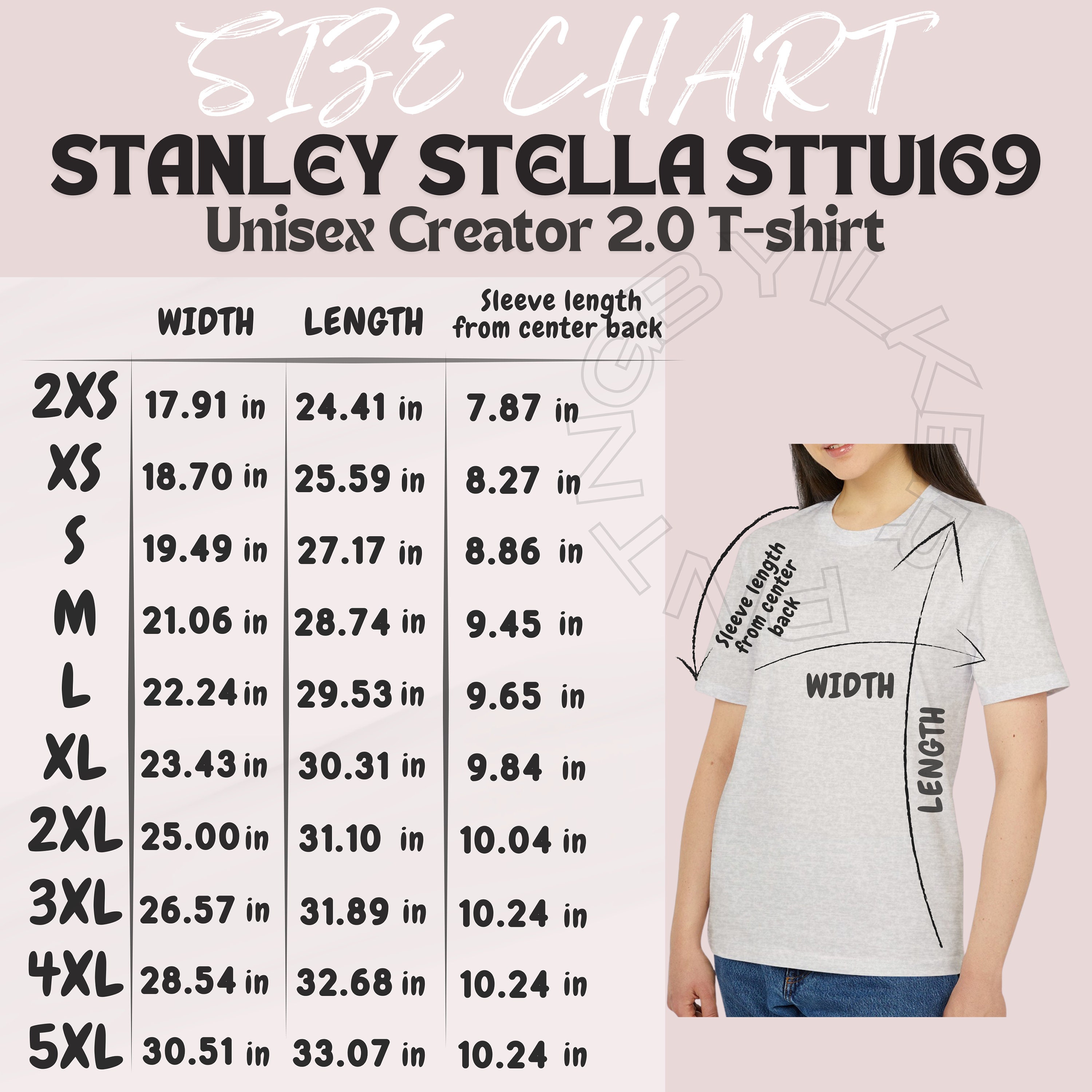 Stanley Stella STTU169 Size Chart | Size Chart for Unisex Creator