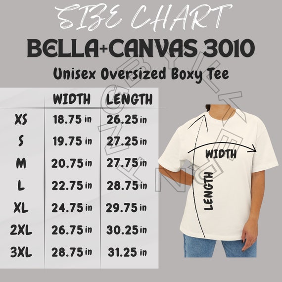 T-shirt Size Chart I Bella Canvas 3010 Size Chart | Size Chart