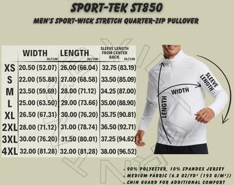 Sport-tek ST850 Size Chart | Men's Sport-wick Stretch Quarter-zip