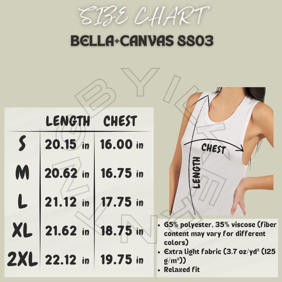 Sleeveless Bella Tank Top Sizing Bella Canvas Women's Tank Tops