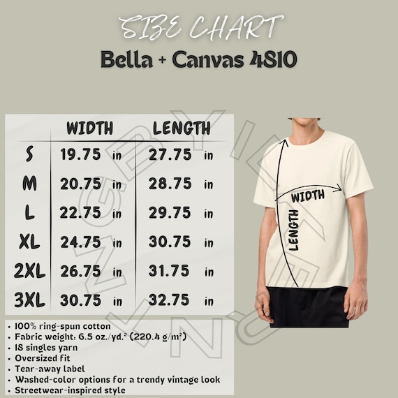 BABYL Tシャツ Mサイズ T-shirt Size Chart I Bella Canvas 3010 Size Chart | Size Chart